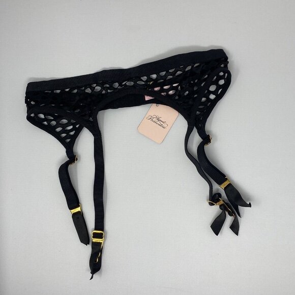 Agent Provocateur Riho Fishnet Black Suspender AP4 Large NWT